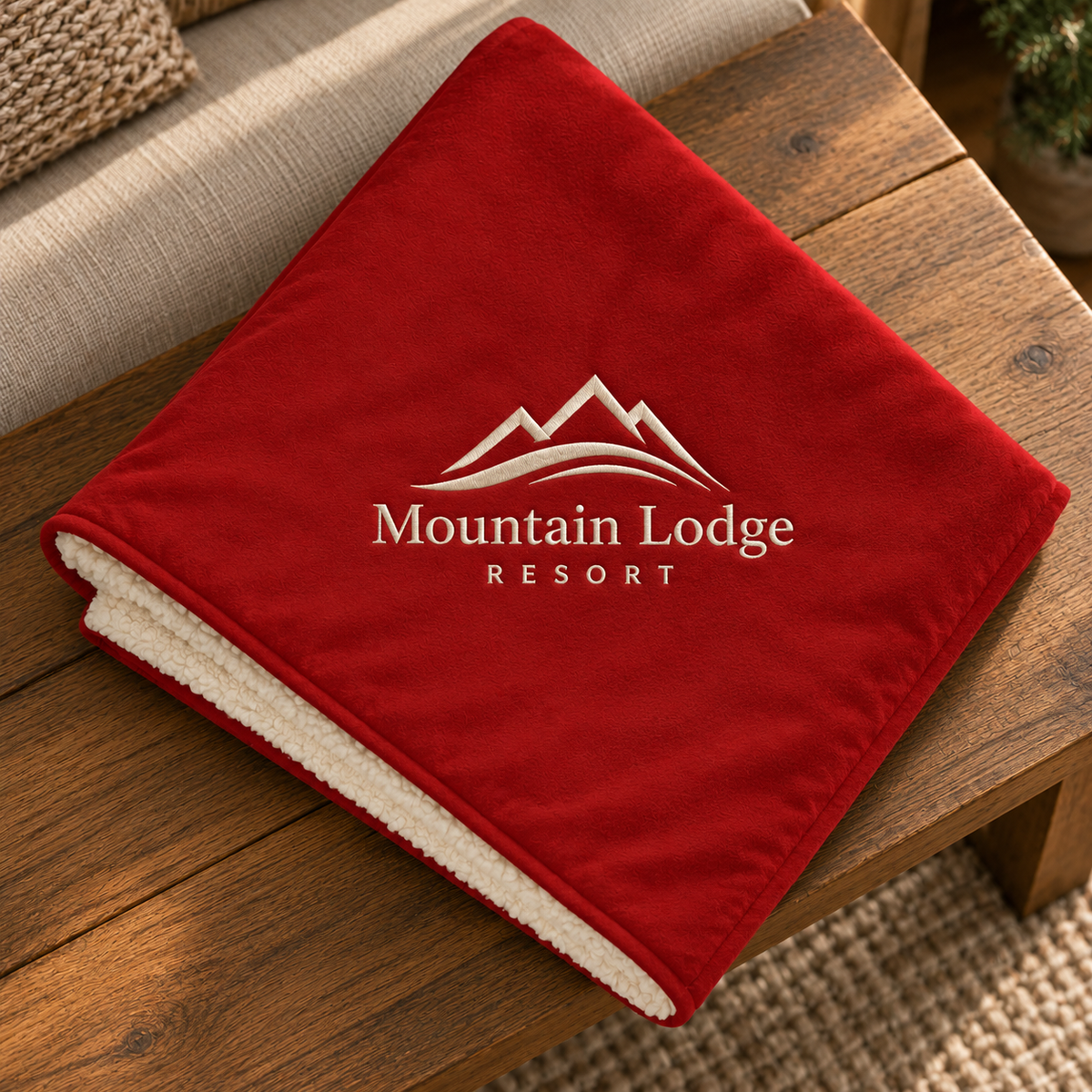 Embroidered Sherpa Throw Blanket 50"x60"