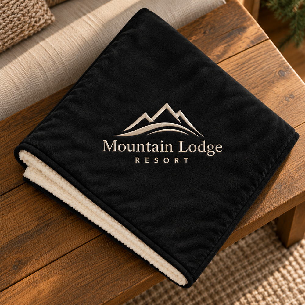 Embroidered Sherpa Throw Blanket 50"x60"